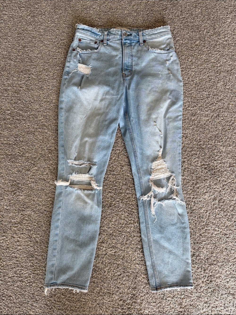 Abercrombie & Fitch Light Blue Distressed Skinny High Rise Jeans